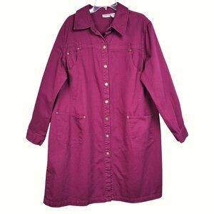 Newport News Jeanology Duster Coat Womens 20W Purple Vtg Cowgirl Western Hipster